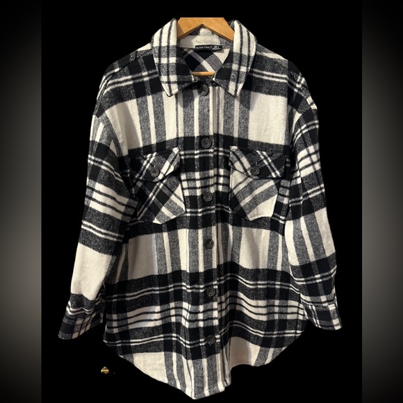 Black Tape Plaid_ Trendy Jacket - Picture 1 of 5